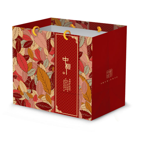 MOONCAKE PAPER BAG 8S RED LEAF 5PCS (#102182)