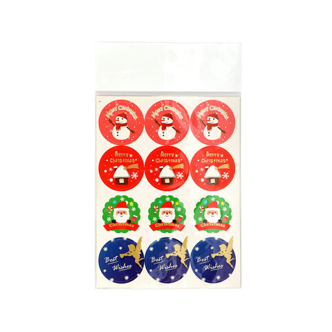 X'MAS STICKER MERRY XMAS ROUND B091 12PC (#102488)