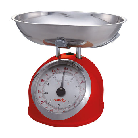 KITCHEN SCALE W S/S BOWL RED 5KG (#103286)
