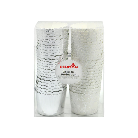 MUFFIN BAKING CASE SET 48X50MM FOIL SILVER 50PC (#103480)