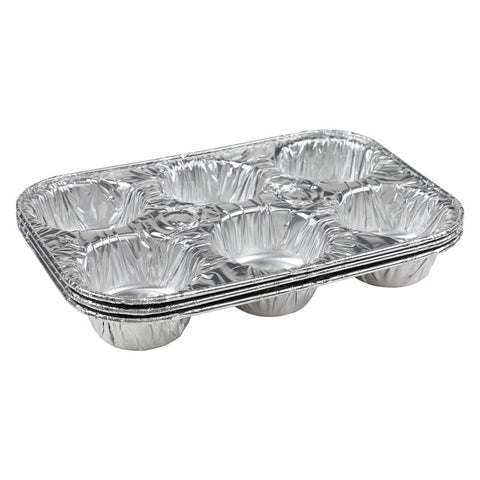 ALUMINIUM DISP MUFFIN TRAY 6CAV 3PC (#104220)