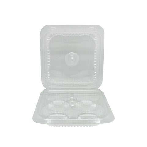 RECT PLASTIC CLAM BOX 4-RD-CAV 192X205X70MM (#104555)