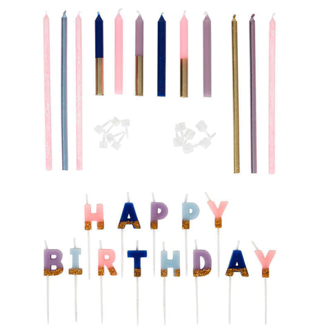 25PC BIRTHDAY FLORAL CANDLE SET 2811-0-0033 (#105397)