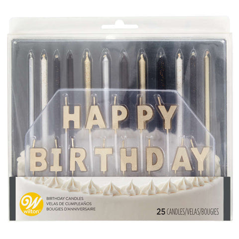 25PC BIRTHDAY METALLIC CANDLE SET 2811-0-0034 (#105398)