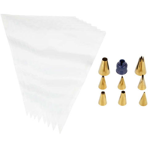 17PC PIPING TIP SET W BAG N COUPLER 418-0-0009 (#105402)