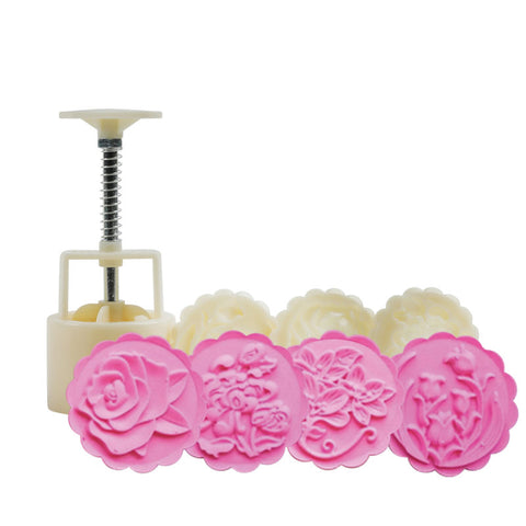 MOONCAKE PRESSED MOULD FLOWER 75G 4PC (#106807)