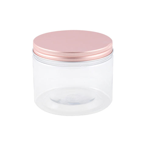 ROUND PET CONTAINER ROSE GOLD ALUM CAP 550ML (#106833)