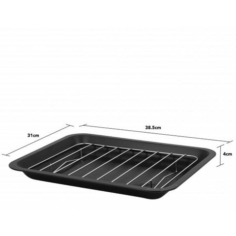 NON-STICK BLACK ROASTER PAN WITH RACK 39X31X4CM (#106890)