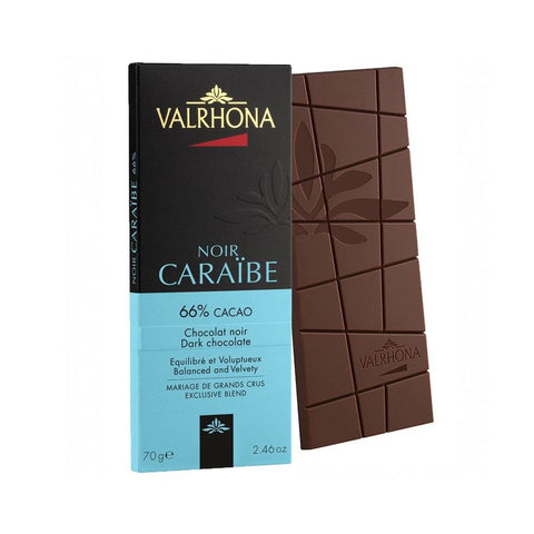 DARK CHOC CARAIBE 66% VALRHONA 70G (#107676)