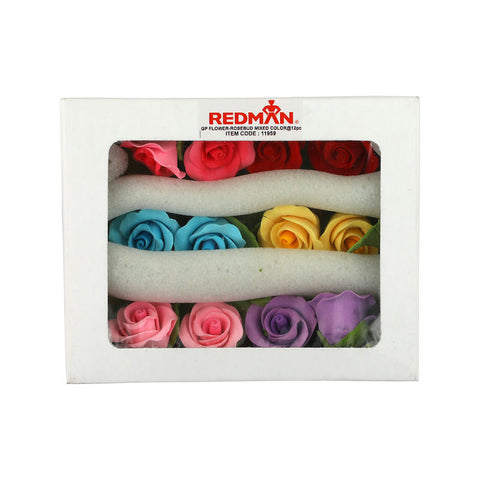 GUM PASTE FLOWER ROSEBUD MIXED COLOUR 4X4CM (#11959)