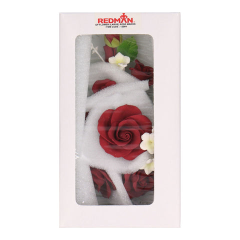 GUM PASTE FLOWER ROSE MAROON (L) 14X21CM (#12564)