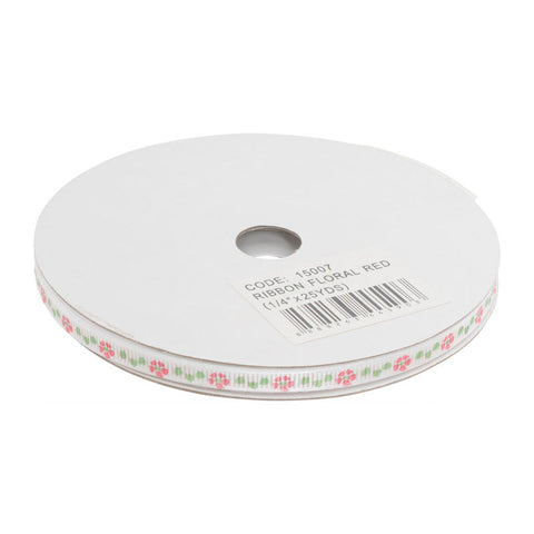 RIBBON FLORAL RED 1/4"X25YD (#15007)