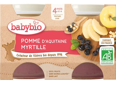 ORGANIC AQUITAINE APPLE BLUEBERRY PUREE 130G (#126708)
