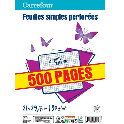 500 SIMPLE A4 PUNCHED SHEETS SMALL GRIDS 500PC (#119764)