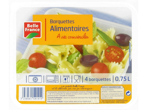 FOOD TRAYS WITH LIDS 0.75L 4PC (#127191)