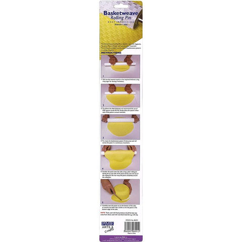 10 INCH BASKETWEAVE ROLLING PIN W HANDLE (#53790)