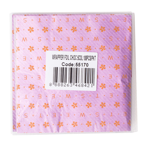 FLOWER CHOCOLATE FOIL WRAPPER RANDOM COLOUR 9X9CM 100SHT (#55170)