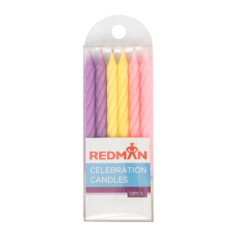 CANDLE 0.8X8CM SOLID ASSORTED COLOR WITH HOLDER 12PCS (#56035)