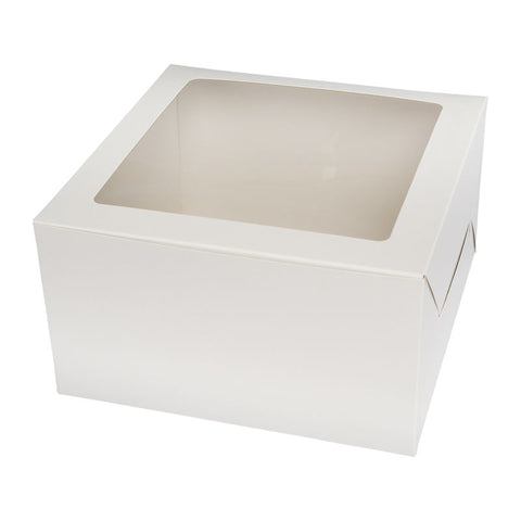 CAKE BOX PLAIN WHITE WINDOW SQUARE 9X9X5" 5PCS (#56195)