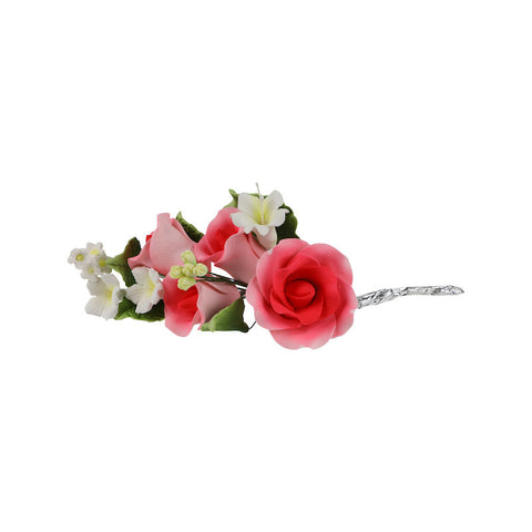 PINK SMALL ROSES GUM PASTE FLOWERS 9X12CM (#57466)