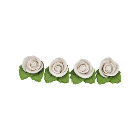 GUM PASTE FLOWER ROSE WHITE 12PCS 2.5X2.5CM (#57478)