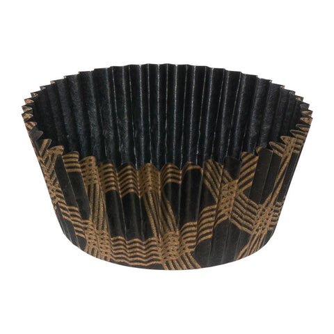 GREASEPROOF BAKING CASE 95MM BLACK GOLD CHECKED 500PCS (#62068)