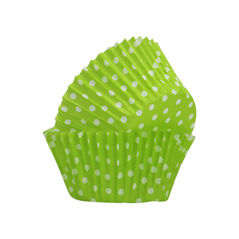 GREASEPROOF BAKING CASE 115MM GREEN POLKA DOTS 500PCS (#62079)