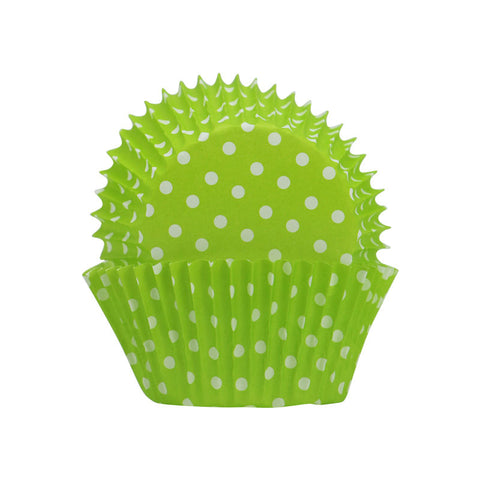 GREASEPROOF BAKING CASE 115MM GREEN POLKA DOTS 500PCS (#62079)