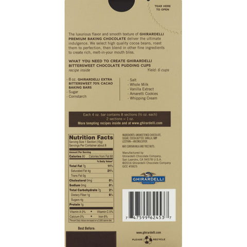 BITTERSWEET 70% COCOA BAKING BAR 4OZ (#62868)