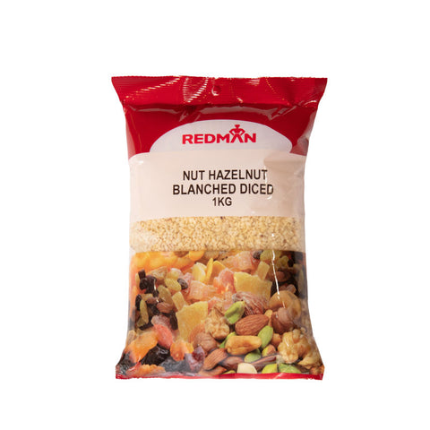 NUT HAZELNUT BLANCHED DICED 1KG (#67714)