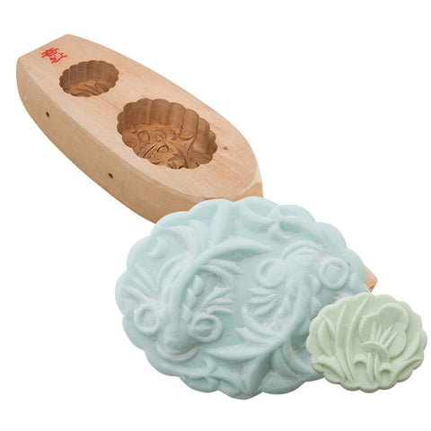 MOONCAKE MOULD OVAL GOLD FISH (#8518)