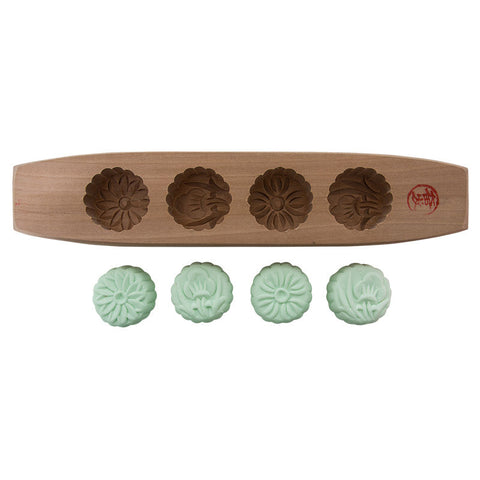 MOONCAKE MOULD ROUND FLORAL (#9095)