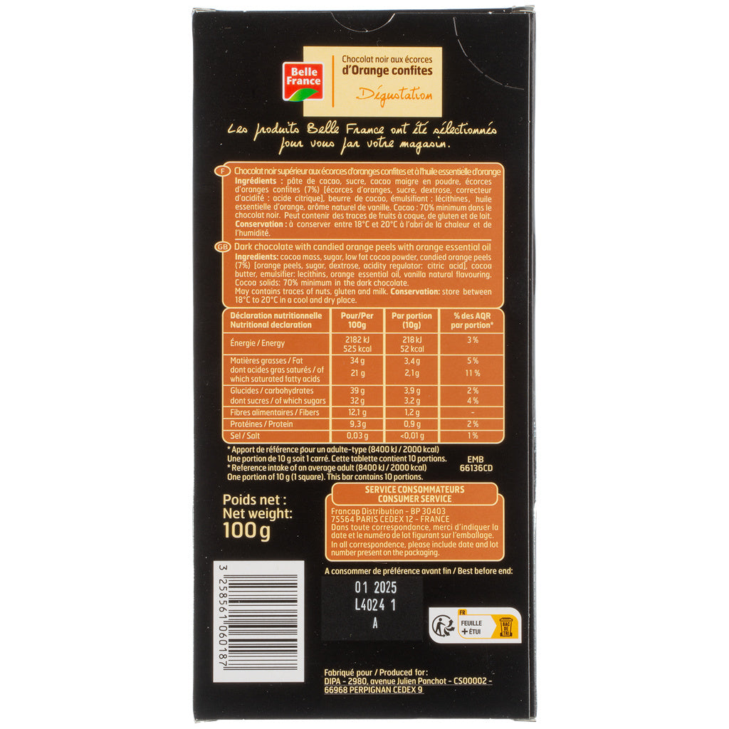 DARK CHOCOLATE ORANGE DEGUSTATION 100G (