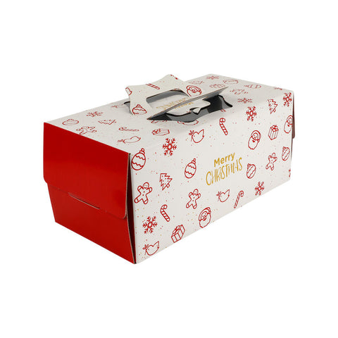LOG CAKE BOX 10"X6"X6"H /XMAS PARTY (#100354)