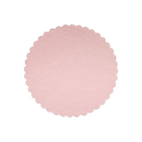 CAKE BOARD 8" ROUND WAVY PINK 5PCS (#100447)