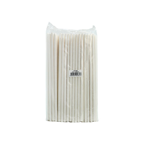 PAPER STRAW PLAIN WHITE 6X197MM 100PC (#101449)