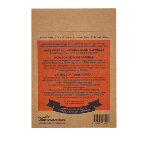 REUSABLE BEESWAX SANDWICH WRAP LARGE 30CMX35CM (#101549)