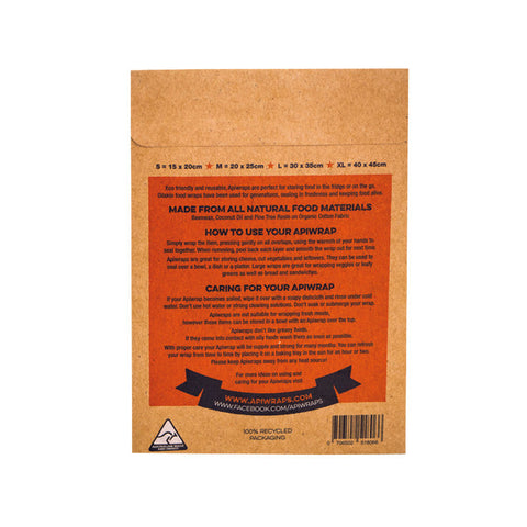 REUSABLE BEESWAX KITCHEN BASICS OF 3PC 1 LARGE: 30CMX35CM AND 1 MEDIUM:20CMX25CM AND 1 SMALL: 15CMX20CM (#101558)