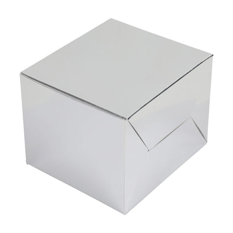 SILVER CAKE BOX 4.5X4X3.5" 5PC (#101778)