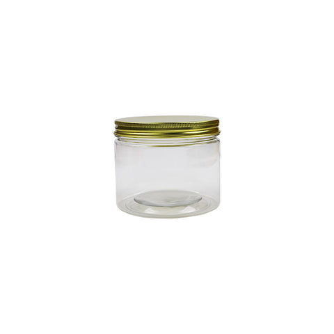 ROUND PET CONTAINER GOLD ALUM CAP 550ML (#102158)