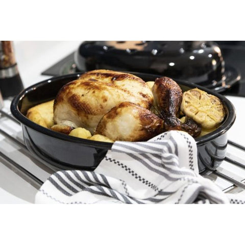 WHAM COOK ENAMEL OVAL ROASTER W COVER 34CM (#102459)