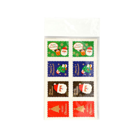 X'MAS STICKER MERRY XMAS RECT B092 8PC (#102489)