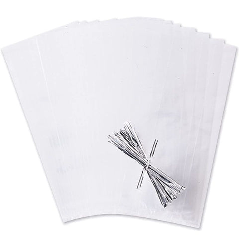 CLEAR PARTY BAG W TIES 1912-1240 25S (#102613)