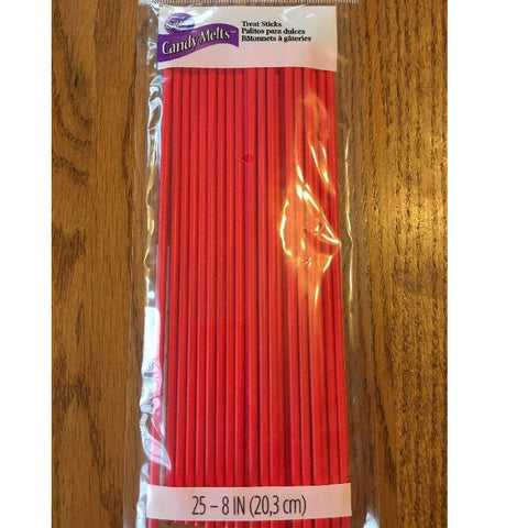8" RED LOLLIPOP STICKS 1912-1389 25PC (#102639)