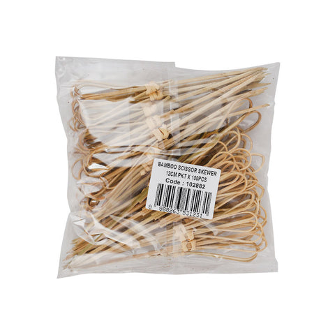 BAMBOO SKEWER SCISSOR 12CM 50PC (#102882)