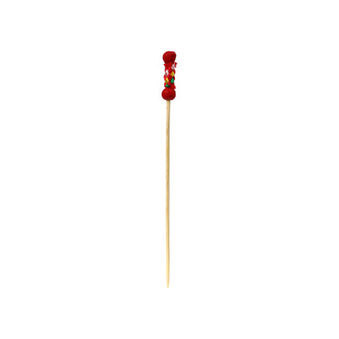 BAMBOO SKEWER RED BEADED 12CM 100PC (#102883)