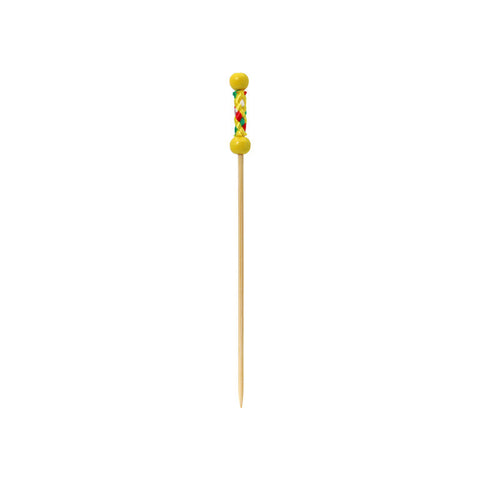 BAMBOO SKEWER YELLOW BEADED 12CM 100PC (#102884)