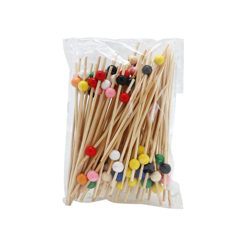 BAMBOO SKEWER MIX BEAD 15CM 100PC (#102885)