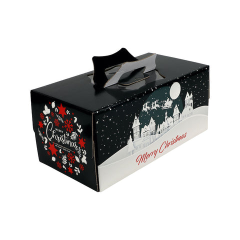 DARKGREEN LOG CAKE BOX 13.375X7X6" (#103019)
