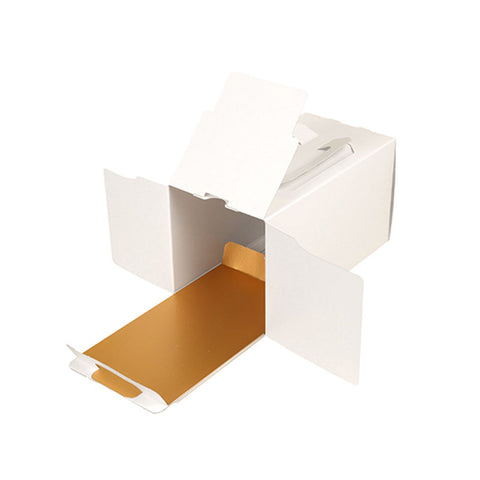 CAKE BOX WHITE WITH GOLD TRAY (204X105X115MM)/TOMIZ (PACX1PC) (#103224)